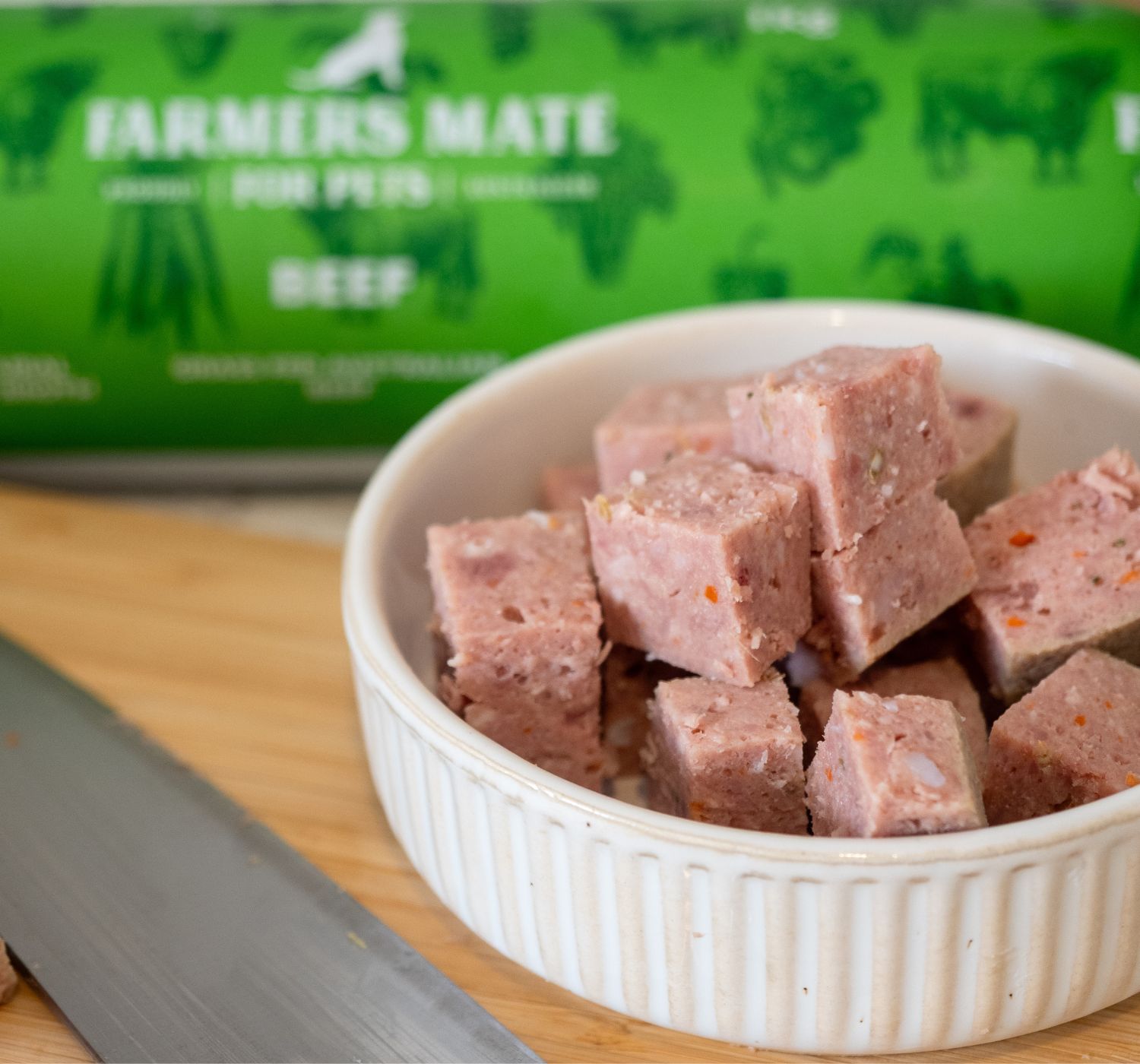Farmers Mate for Pets Beef Roll pieces